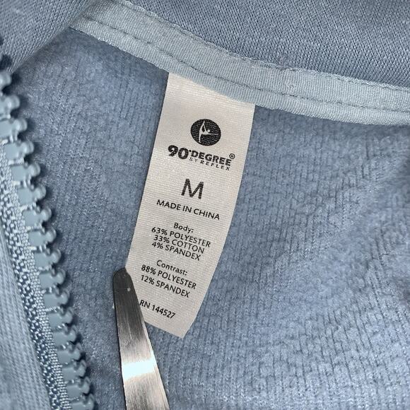 90 Degree By Reflex Blue Hoodie Sweater Jacket Women Zipper Pocket Size M - Picture 7 of 9